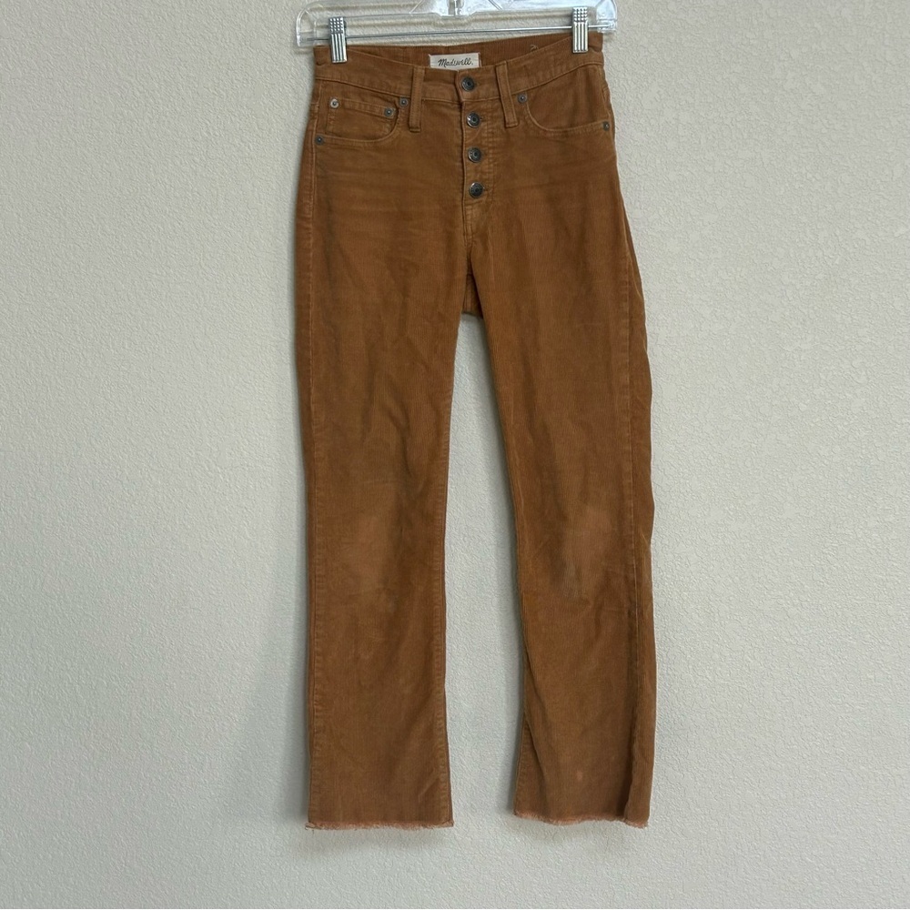 Madewell Women’s Cali Demi-Boot Corduroy Cropped Button Fly Pants Brown 23 - Picture 2 of 10